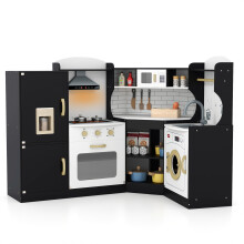 Corner Play Kitchen Toddler Kitchen Playset with Range Hood