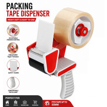 Packing Tape Dispenser Gun Heavy Duty Parcel Box Sealing Tool 50mm Handheld Packaging Tape Cutter Red for eBay Home Office Warehouse Use
