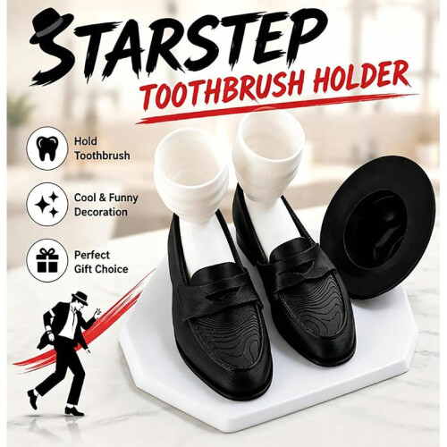 Space Glide Moonwalk Toothbrush Holder,Bathroom Accessory, Countertop Toothpaste Storage Rack 2