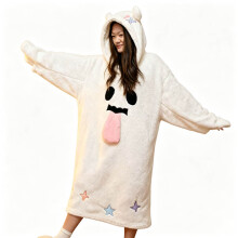 Halloween Ghost Hooded Nightgown for Women, Coral Fleece Loose Long Sleepwear, Winter Pajama Gift