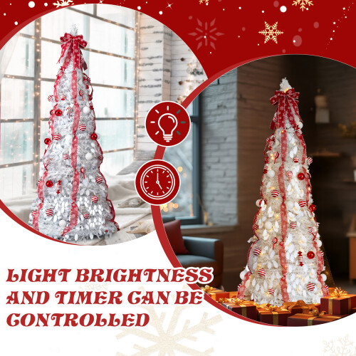 6 FT Fully Decorated Pre-lit Pop Up Artificial Christmas Tree Office Store Deco 2