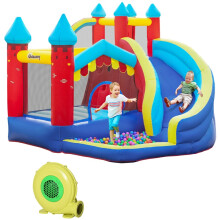 Kids Bouncy Castle, with Slide, Pool, Trampoline, Climbing Wall, Blower