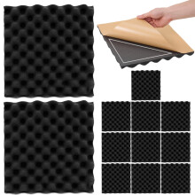 Akustikschaumplatten 12er-Pack, 30x30x3 cm, Schwarz, Polyurethanschaum, für Heimkino und Studio