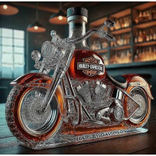 Whiskyflasche in Motorradform, 325 ml, originelle Glaskaraffe mit 3D-Gravur, kreativ für Motorradfahrer/Whiskyliebhaber und Sammler – j