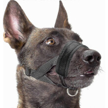 Muselière souple en nylon pour chien, anti-morsure, anti-aboiement, anti-mâchouillage, anneau réglable (XL, noir)