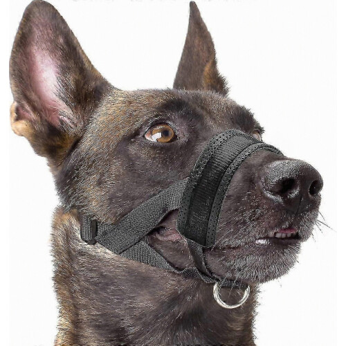 Nylon Soft Dog Muzzle, Anti-bit, Anti-bark, Anti-chew, Adjustable Ring (xl, Black)