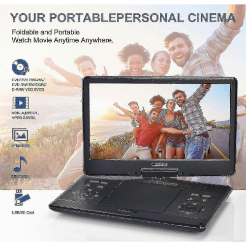 14 Inch Portable Dvd Player With Remore Controller High Resolution Rechargeable Battery Large Size Screen Dvd Player For Car 2