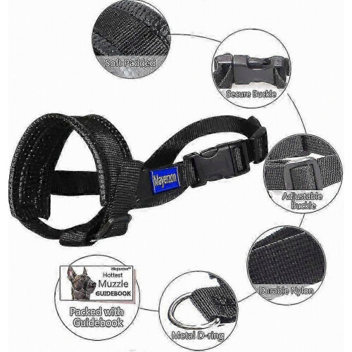 Nylon Soft Dog Muzzle, Anti-bit, Anti-bark, Anti-chew, Adjustable Ring (xl, Black) 1