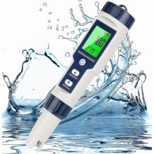 Testeur d'eau numérique 5 en 1 : mesure le pH, le TDS, la conductivité électrique, la température et la salinité. Résolution de 0,01. I