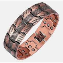 Pulsera de cobre para hombre, 3 veces más resistente, 99,99% pura, magnética, con imanes, longitud ajustable y herramienta de ajuste. 1