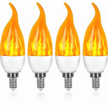 E14 LED-Lampe mit Flammeneffekt – 3 W dekoratives Flackerlicht mit 3 Beleuchtungsmodi (4er-Pack) – Dimmbare Glühbirnen im Vintage-Stil