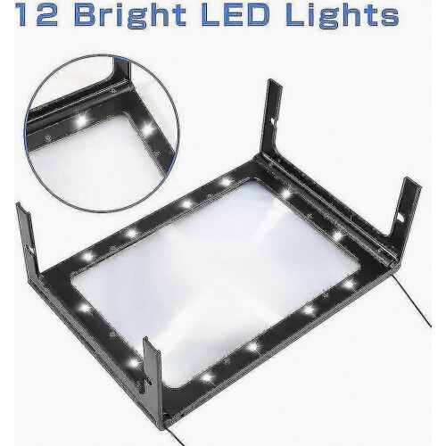 12 LED Ultra Bright Illuminated Desk Magnifier Lamp with 2.5x Magnification Rectangular Light and Adjustable Stand for Reading and Deta 1