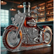 Whiskyflasche in Motorradform, 325 ml, originelle Glaskaraffe mit 3D-Gravur, kreativ für Motorradfahrer/Whiskyliebhaber und Sammler, st