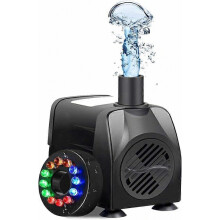 12LED fonteinpomp, ultrastille dompelpomp (800 l/u, 15 W) voor fonteinen, vijvers, tuinen, zwembaden en aquaria.
