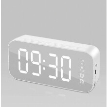 Multifunktionaler LED-Digitalwecker, Bluetooth-Lautsprecher, beleuchtete elektronische Musikbox für Nachttisch und Schreibtisch, Weiß