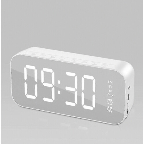 Multifunctional LED Digital Alarm Clock, Bluetooth Speaker, Bedside Desktop Luminous Electronic Music Box, White