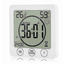 Horloge murale de salle de bain LCD étanche avec minuteur de douche, 1 pièce