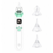 Aspirador nasal eléctrico para bebés, limpiador nasal recargable con 3 niveles de succión y 3 boquillas de silicona anti-reflujo, desob