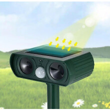 Repelente ultrasónico para gatos, repelente de animales con alarma sonora y visual, carga solar o a pilas, repelente impermeable con 3