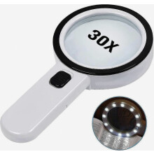 Loupe de lecture, grossissement 30x avec 12 LED - Loupe de lecture éclairée pour seniors - Idéale pour la lecture, les pièces de monnai