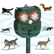 Repelente ultrasónico de animales con sensor de movimiento, resistente al agua y alimentado por energía solar para el control de plagas