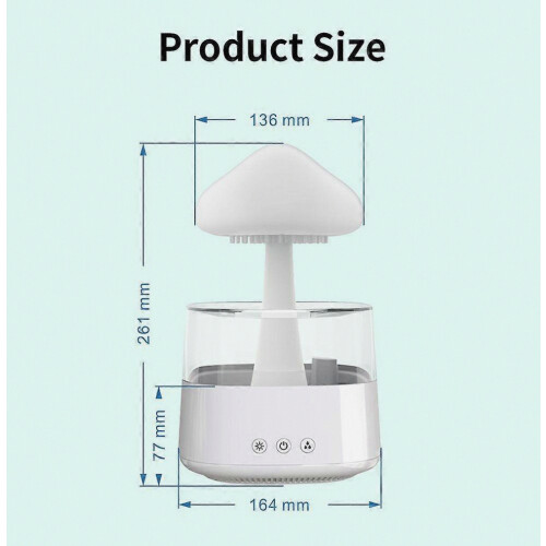Rain cloud humidifier dripping, rain cloud diffuser, mushroom diffuser, cloud humidifier raindrops, white 1