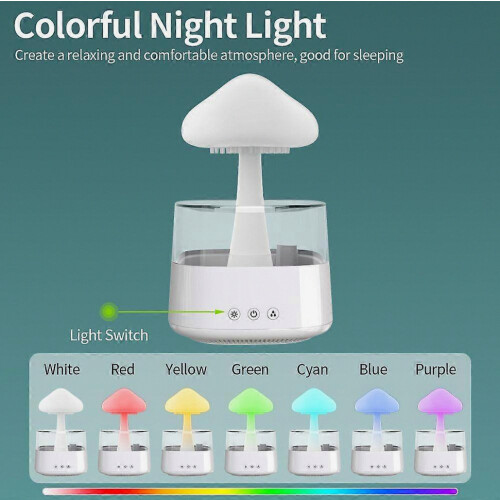 Rain cloud humidifier dripping, rain cloud diffuser, mushroom diffuser, cloud humidifier raindrops, white 2