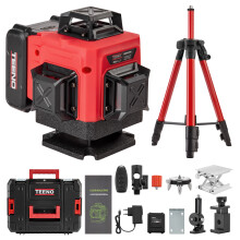 Digital On-Screen Laser Level 4 x 360°,Self-Leveling Laser Level,2x4800 mAh Batteries, with Remote Control and Tripod