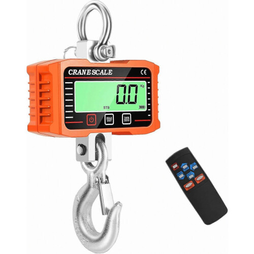 2000KG Electronic Hanging Scale, Industrial Digital Crane Scale with Remote Control and LCD Screen, High-Precision Electronic Dynamic L