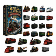 Calendrier de l'Avent Trains et Véhicules Ferroviaires, calendrier de compte à rebours de Noël de 24 jours avec mini-trains surprises,