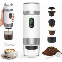 Tragbare Kaffeemaschine, 3-in-1 elektrische Espressomaschine mit Heizfunktion, 12V wiederaufladbare Espressomaschine, für Büro, Reisen