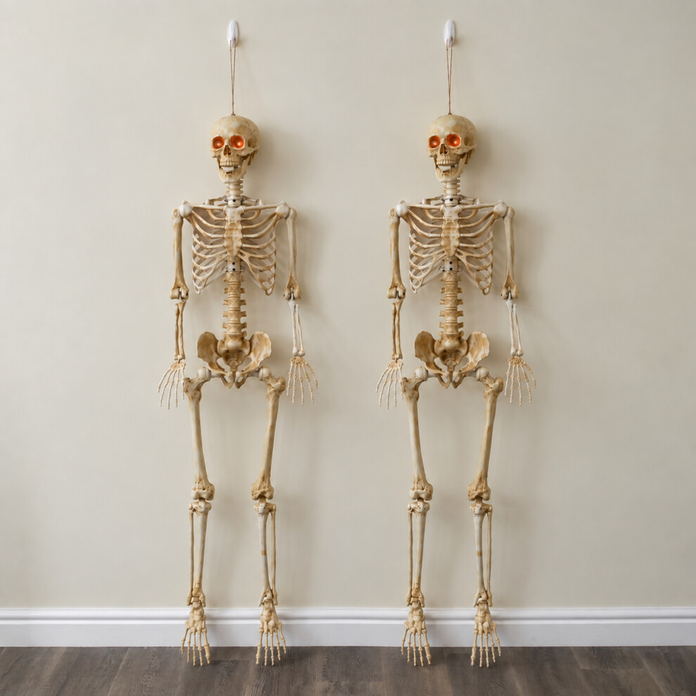 Samuel Alexander Pack Of 2 5Ft Posable Halloween Skeletons With Red Led Eyes - Image 3