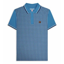(S, Dark Blue) Lambretta Mens Houndstooth Short Sleeve Polo Shirt