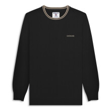 (XL, Black/Stone) Lambretta Mens Knitted Tipped Long Sleeve Warm Winter Sweater Jumper
