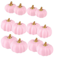 (12PCS Set) 6 / 12Pcs Artificial Pink Foam Pumpkins Set, Realistic Faux Pumpkin Ornaments for Halloween Wedding Thanksgiving Table Decor
