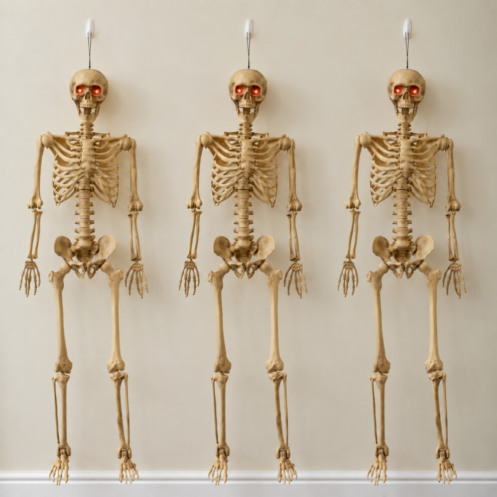 Samuel Alexander Pack Of 3 5Ft Posable Halloween Skeletons With Red Led Eyes - Image 5