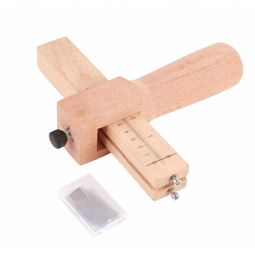 1PC Leather Lace Cutter Adjustable Large Leather Strip Cutter Leathercraft Hand Cutting Tools With 5 Replaceable Blades