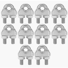 10pcs 1/4 Inch M6 Stainless Steel Wire Rope Cable Clip Clamp U Bolt Saddle Fastener