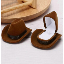 stuk creatieve ringdoos in de vorm van een cowboyhoed, gemaakt van fluweel, voor sieraden, displaydoos, opbergdoos, sieradenverpakking, display, nieuw