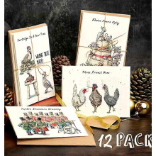 Set van 12 kerstkaarten met de tekst "Twaalf dagen van Kerstmis"