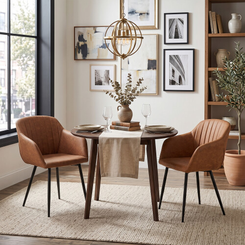 (Brown, Set of 2) GOEURVANT Dining Chairs