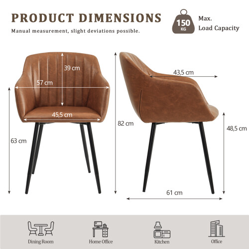 (Brown, Set of 2) GOEURVANT Dining Chairs 2