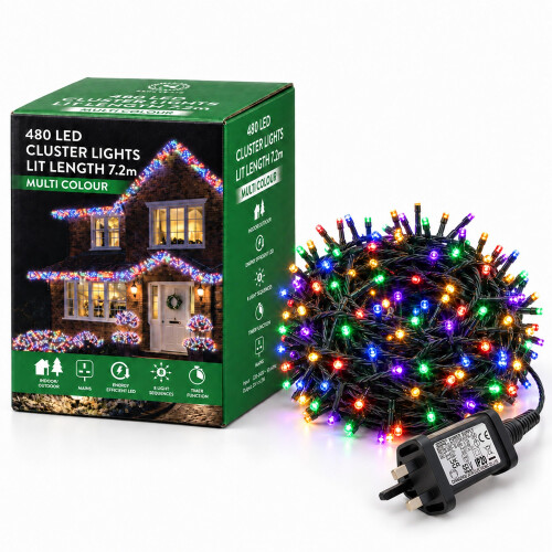 (480) Christmas LED Cluster Light Multicolor Xmas Tree Home Décor