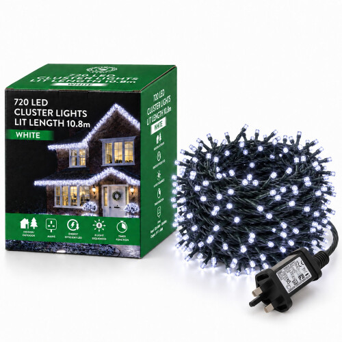 (720) Christmas LED Cluster Light White Xmas Tree Home Décor