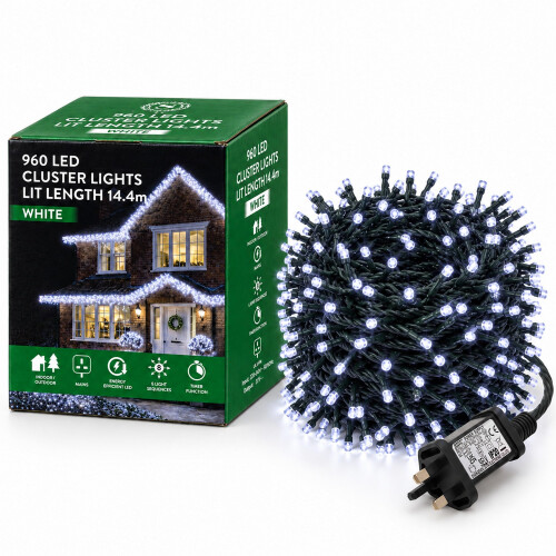 (960) Christmas LED Cluster Light White Xmas Tree Home Décor