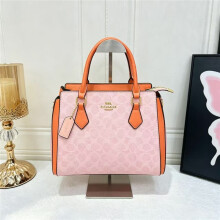 (Pink) Vintage presbyopic color block handheld tote bag