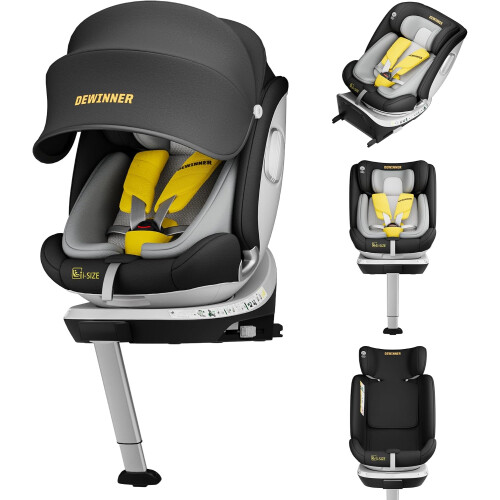 Baby 360 Rotating Car Seat,5-Point harness,adjustable headrest, UV-protective canopy + support leg