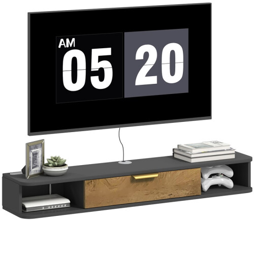 120 cm Floating TV Stand with Storage - Charcoal Grey