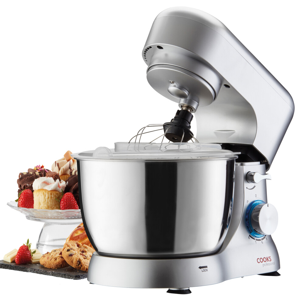 B&Q - Stand Mixer 1000W With 8 Speeds & Pulse4.5L Stainless Steel Mixing Bowl & AttachmentsSilver - Image 3