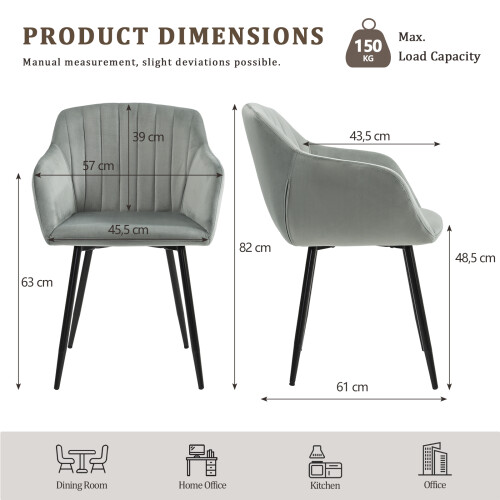 (Light Grey, Set of 2) GOEURVANT Dining Chairs 2